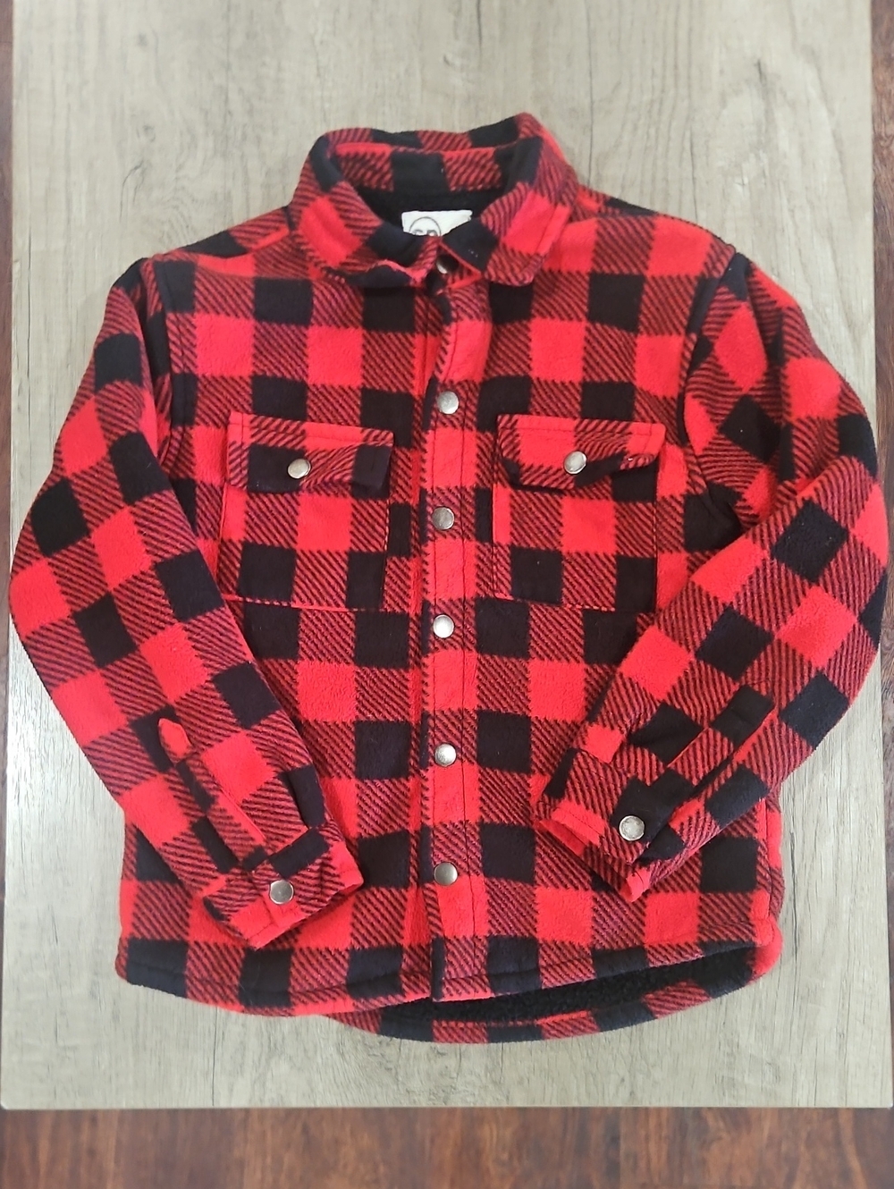 Kids Red & Black Buffalo Plaid Shirt Jacket kids size 7